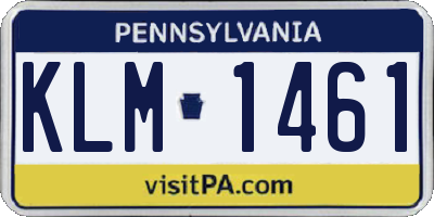 PA license plate KLM1461