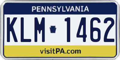 PA license plate KLM1462