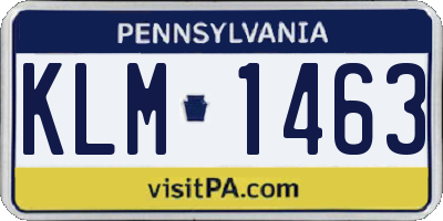 PA license plate KLM1463