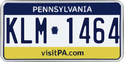 PA license plate KLM1464