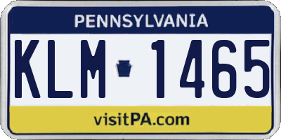 PA license plate KLM1465