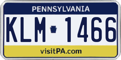 PA license plate KLM1466