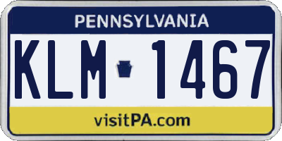 PA license plate KLM1467