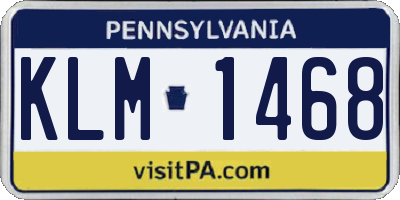 PA license plate KLM1468