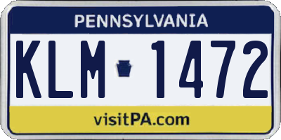PA license plate KLM1472