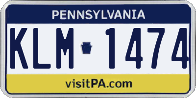 PA license plate KLM1474