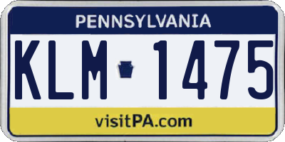 PA license plate KLM1475