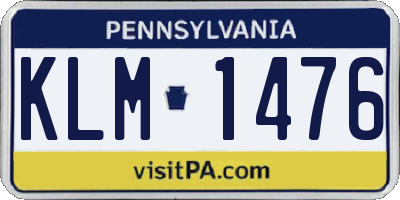 PA license plate KLM1476