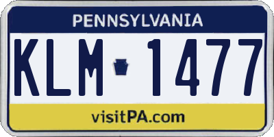 PA license plate KLM1477