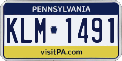 PA license plate KLM1491