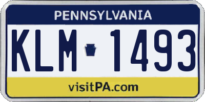 PA license plate KLM1493
