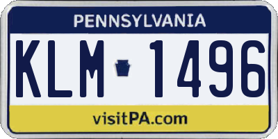 PA license plate KLM1496