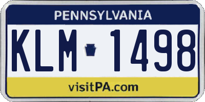 PA license plate KLM1498