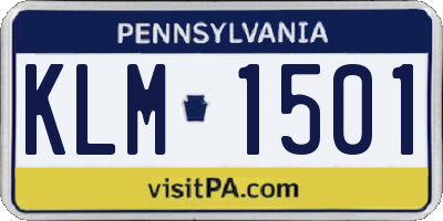PA license plate KLM1501