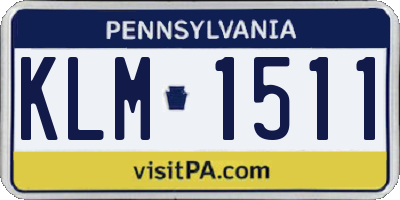 PA license plate KLM1511