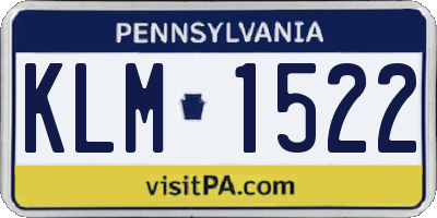 PA license plate KLM1522