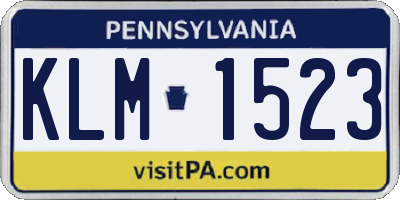 PA license plate KLM1523