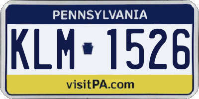 PA license plate KLM1526