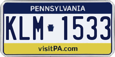 PA license plate KLM1533