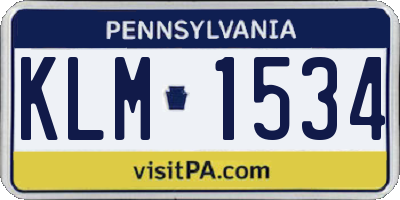 PA license plate KLM1534