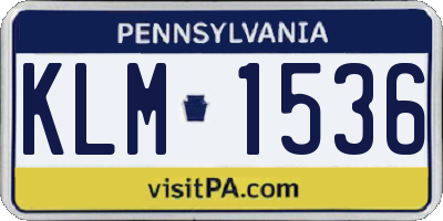 PA license plate KLM1536