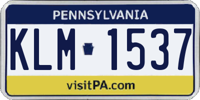 PA license plate KLM1537