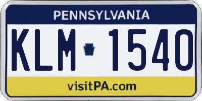 PA license plate KLM1540