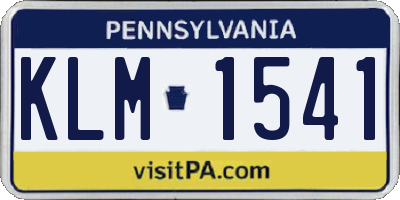 PA license plate KLM1541