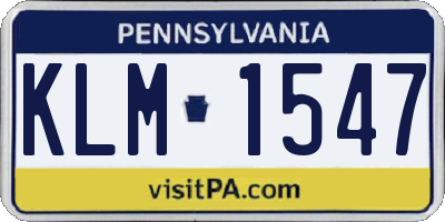 PA license plate KLM1547