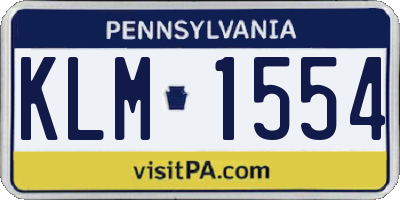 PA license plate KLM1554