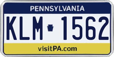 PA license plate KLM1562