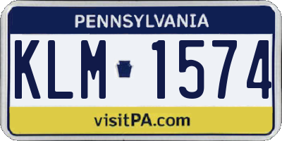 PA license plate KLM1574
