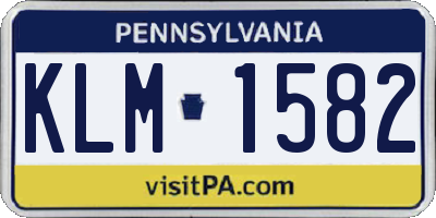 PA license plate KLM1582