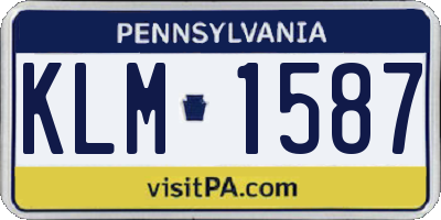 PA license plate KLM1587