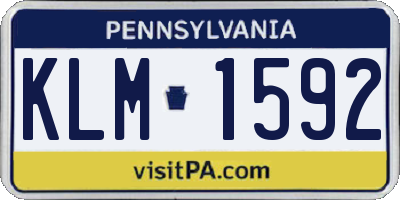 PA license plate KLM1592