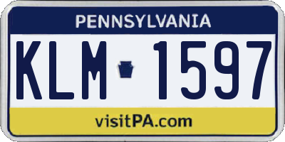 PA license plate KLM1597