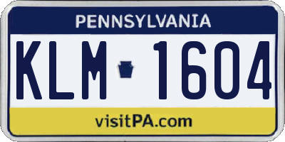 PA license plate KLM1604