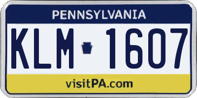 PA license plate KLM1607
