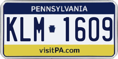 PA license plate KLM1609