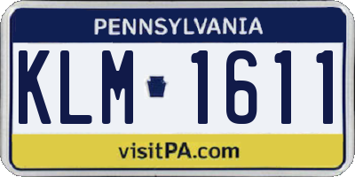 PA license plate KLM1611