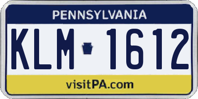 PA license plate KLM1612