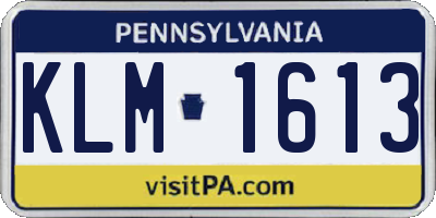 PA license plate KLM1613