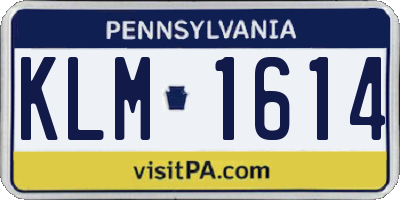 PA license plate KLM1614
