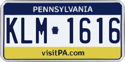 PA license plate KLM1616