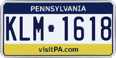 PA license plate KLM1618
