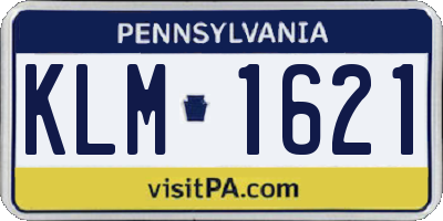 PA license plate KLM1621