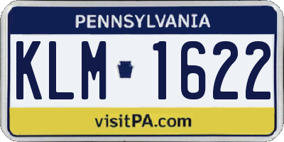 PA license plate KLM1622