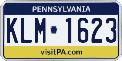 PA license plate KLM1623