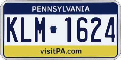 PA license plate KLM1624