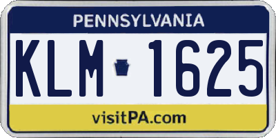 PA license plate KLM1625